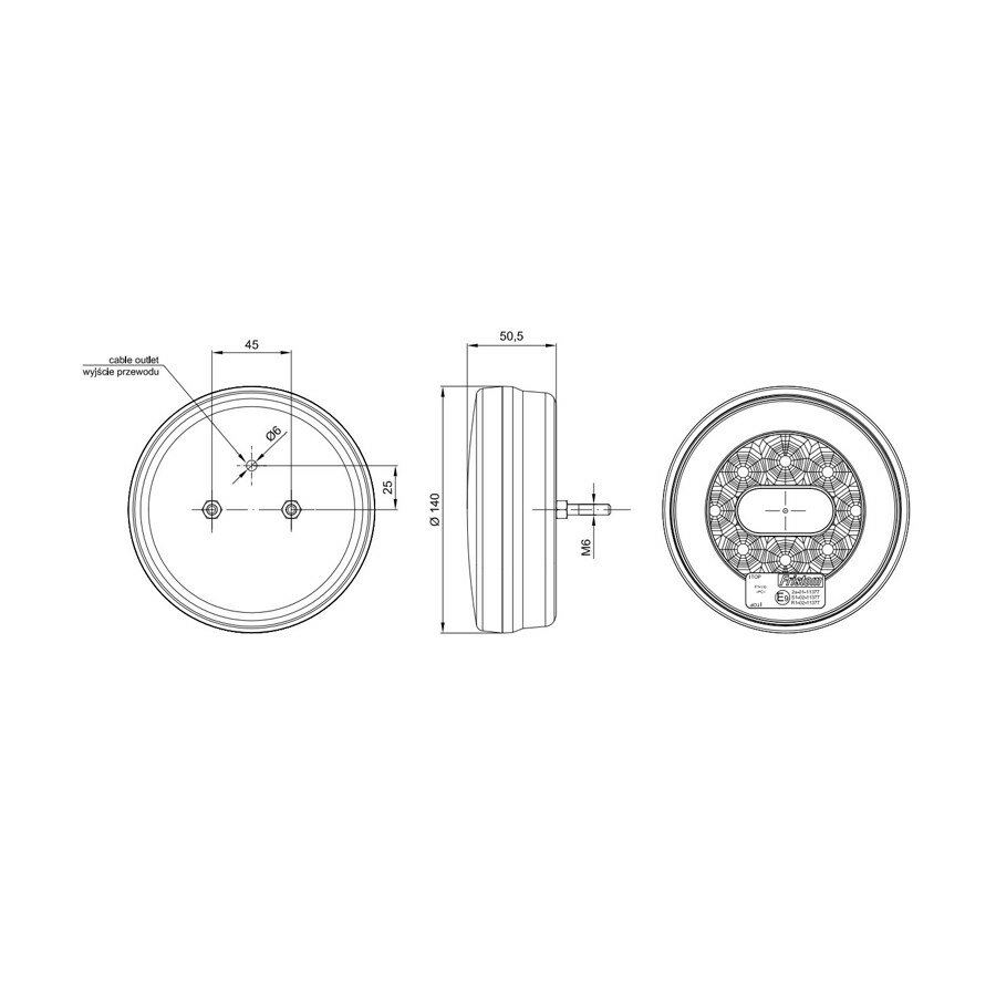 Fristom FT-110 Neon-look LED Rear Light 3-Functions Cable