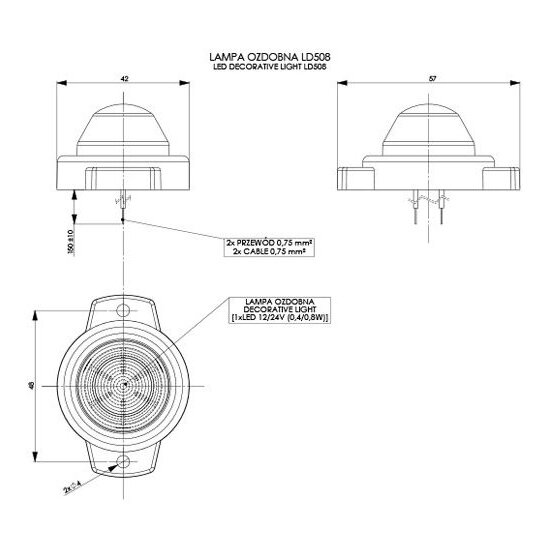 Horpol LED Type Marker Light Orange Round LD-508