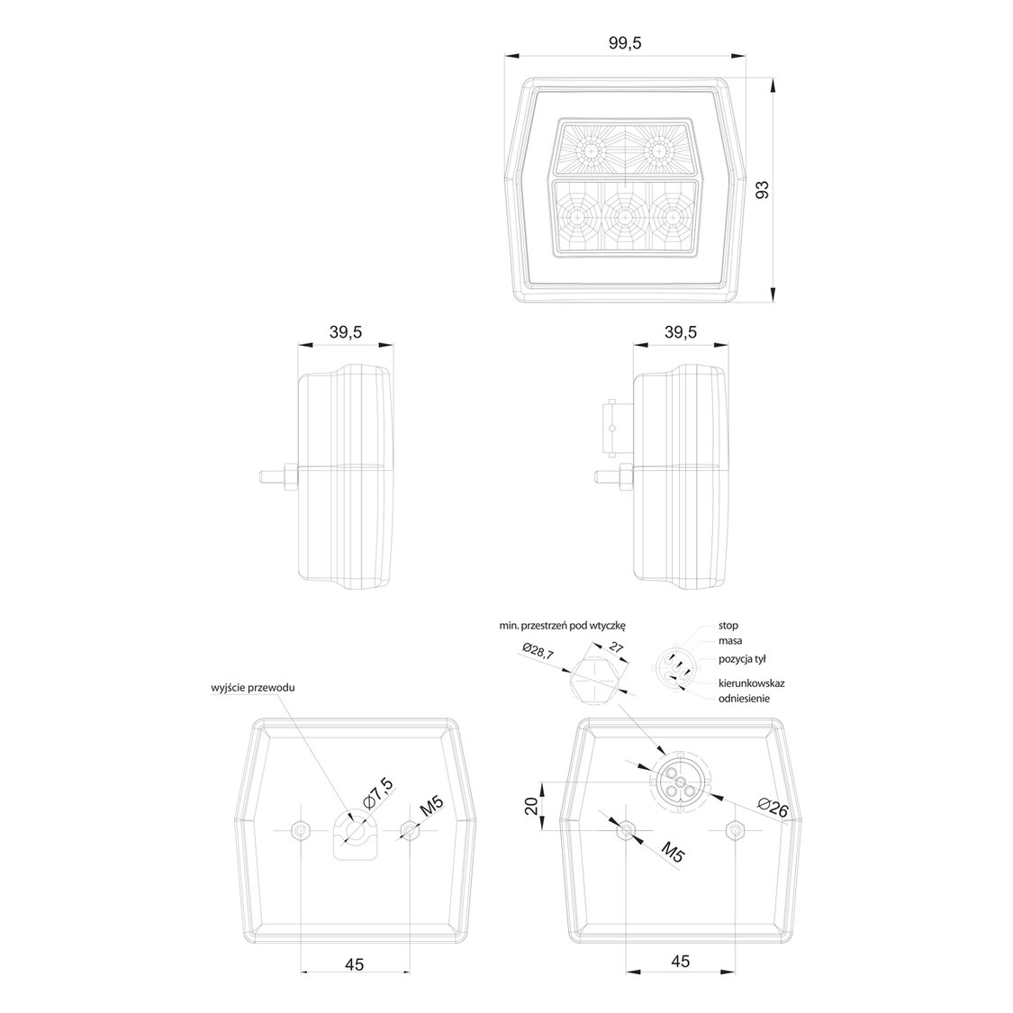 Fristom LED Rear Lamp FT-120 + License Plate Light