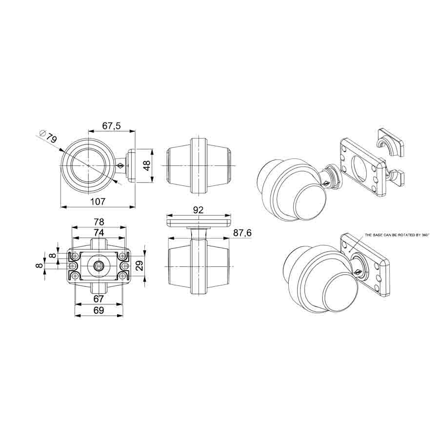 Horpol Deense LED Breedtelamp Richtingaanwijzer + 5m Kabel Kort Model