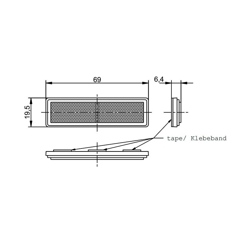 Rectangular Reflex - Reflector White 69x19,5mm