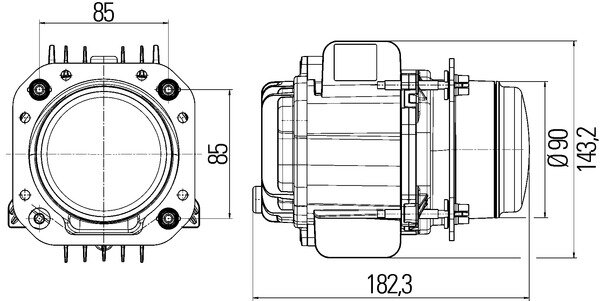 Hella Koplamp set &Oslash;90mm bi-led 24V m/controle | 1AL 010 820-851