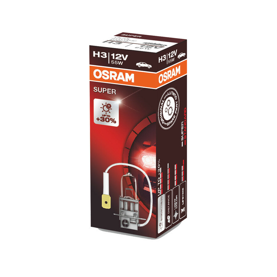 Osram H3 Halogeenlamp 12V 55W Super PK22s Osram H3 Halogeenlamp 12V 55W Super PK22s