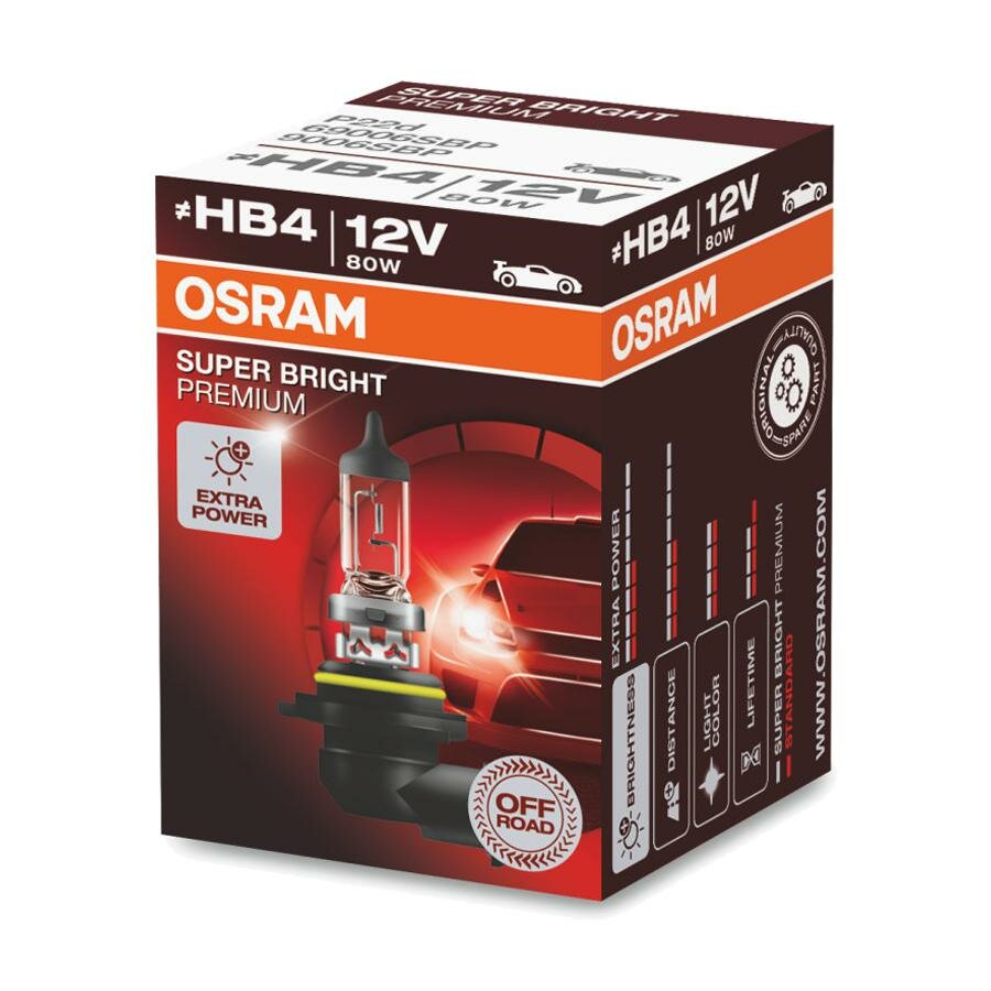 Osram HB4 Halogen Bulb 12V 80W Super Bright Premium P22d Osram HB4 Halogen Bulb 12V 80W Super Bright Premium P22d