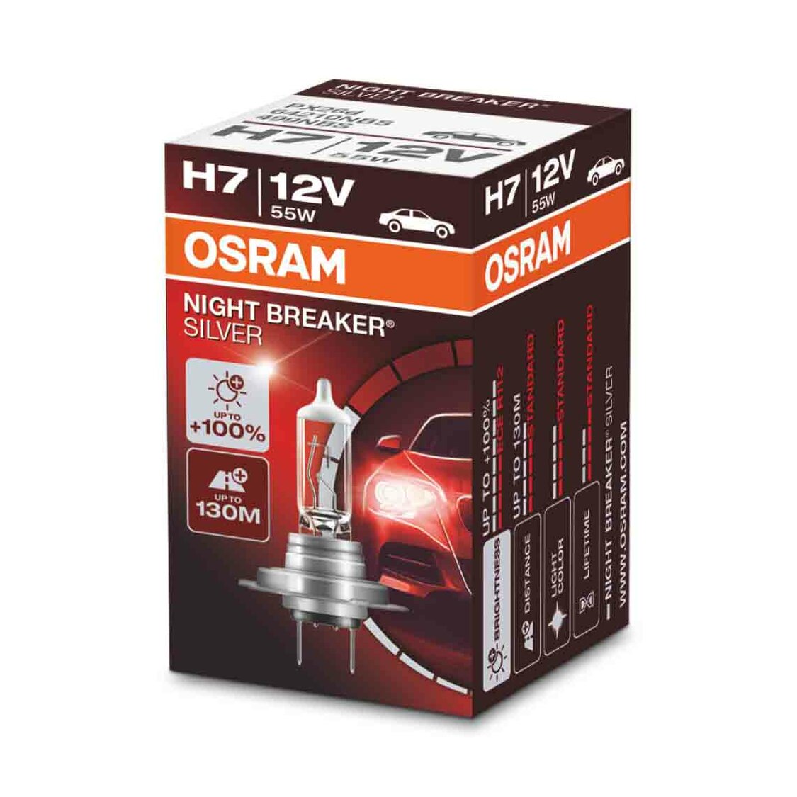 Osram H7 Halogen Lamp 12V 55W PX26d Night Breaker Silver