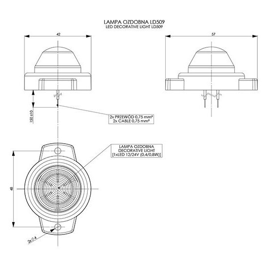 Horpol LED Type Marker Light Blue Round LD-509