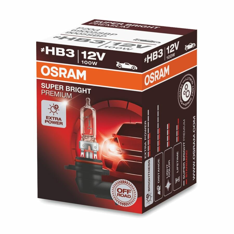 Osram HB3 Halogen Lamp 12V 100W Super Bright Premium P20d Osram HB3 Halogen Lamp 12V 100W Super Bright Premium P20d