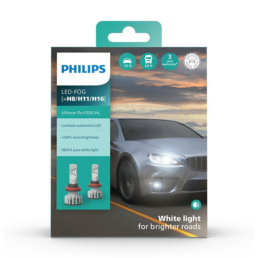 Philips LED Fog lamp H8/H11/H16 12/24V 2 Pieces