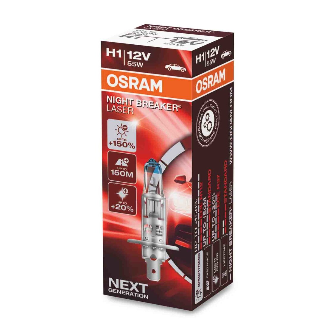 Osram H1 Halogen Lamp 12V 55W P14.5s Night Breaker Laser Osram H1 Halogen Lamp 12V 55W P14.5s Night Breaker Laser