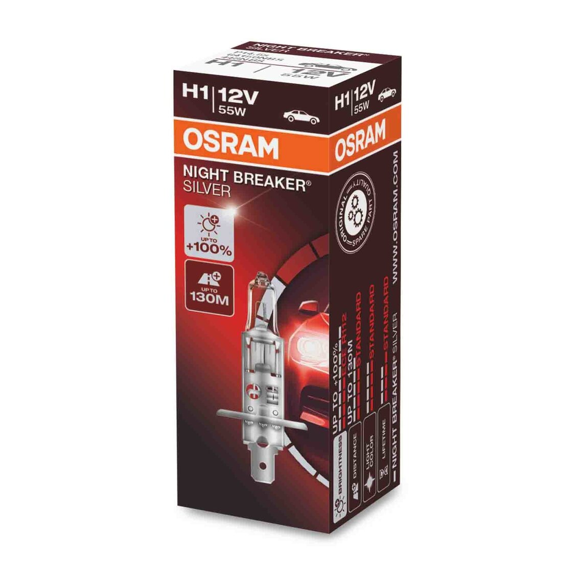 Osram H1 Halogen Lamp 12V 55W P14.5s Night Breaker Silver Osram H1 Halogen Lamp 12V 55W P14.5s Night Breaker Silver