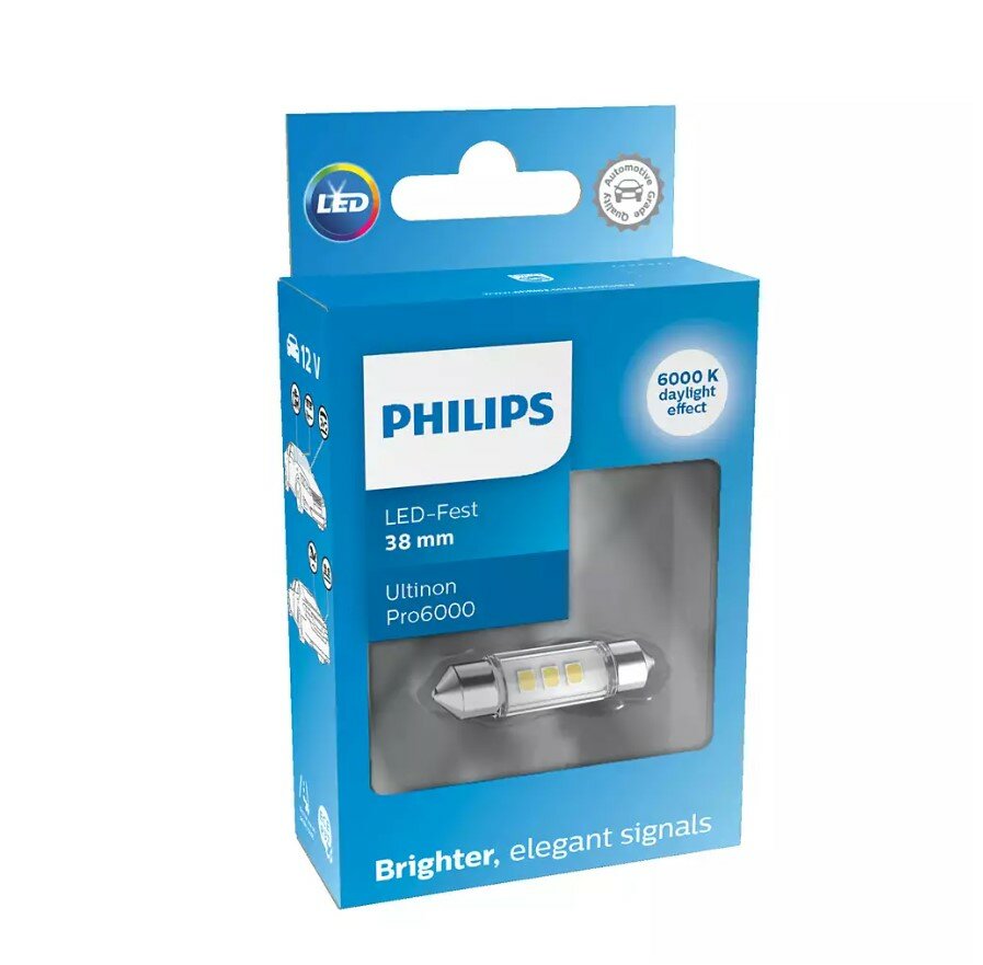 Philips SV8.5 Festoon 38mm Cold white 6000K 12V Philips SV8.5 Festoon 38mm Cold white 6000K 12V