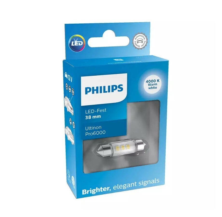 Philips SV8.5 Festoon 38mm Neutral White 4000K 12V Philips SV8.5 Festoon 38mm Neutral White 4000K 12V