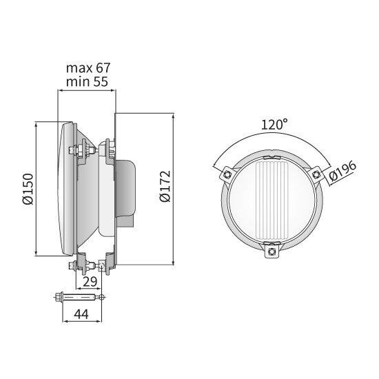 Rally Lamp Fog light &Oslash;150mm + Xenon Lamp