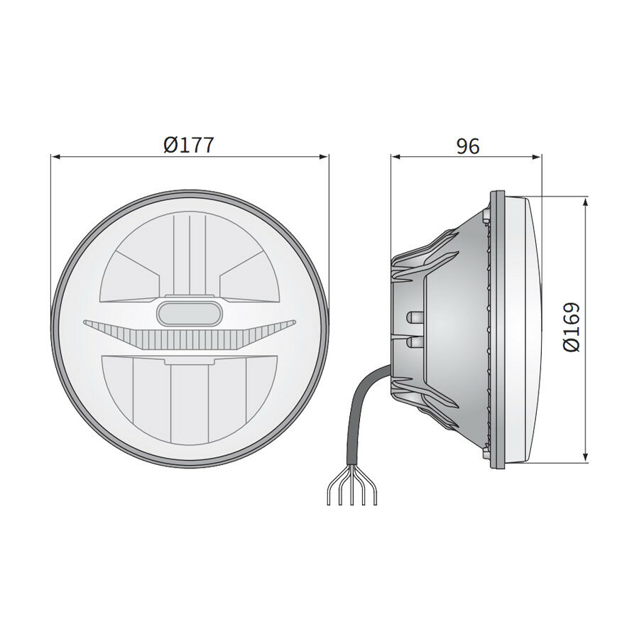Wesem Ø178mm Built-in LED Headlight Round 7 Inch