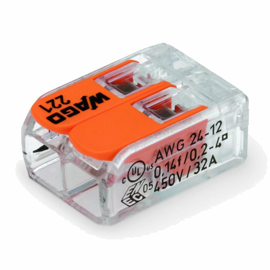 Wago 221-412 Connection Clamp 2-way 100 Pieces Wago 221-412 Connection Clamp 2-way 100 Pieces