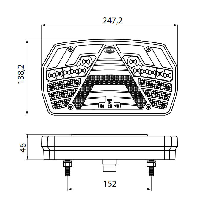 Led Tail light Right 6-Functions AMP Connector