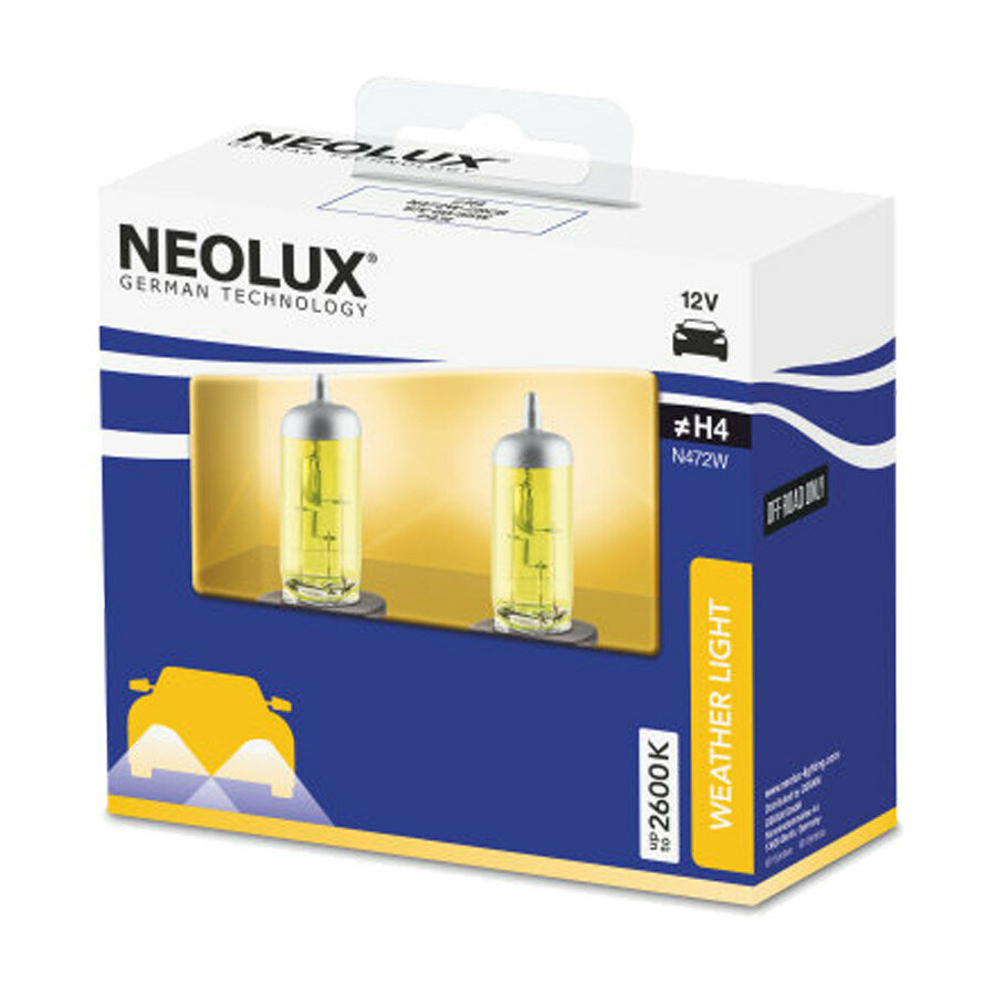 Neolux H4 Halogeen Lamp Geel 12V P43T 2 Stuks Neolux H4 Halogeen Lamp Geel 12V P43T 2 Stuks
