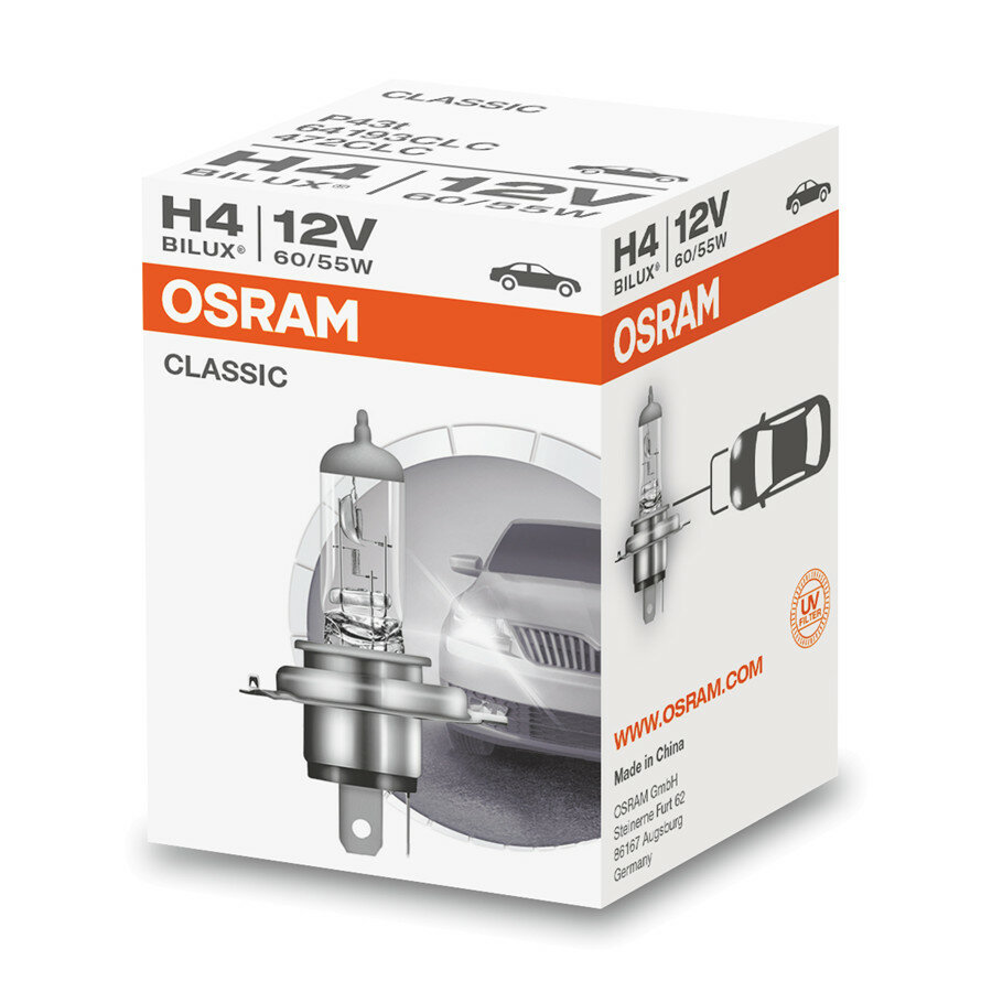 Osram H4 Classic Line 12V Halogen Lamp P43t Osram H4 Classic Line 12V Halogen Lamp P43t