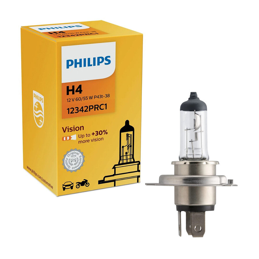 Philips H4 Halogen Bulb 12V P43t Vision Philips H4 Halogen Bulb 12V P43t Vision