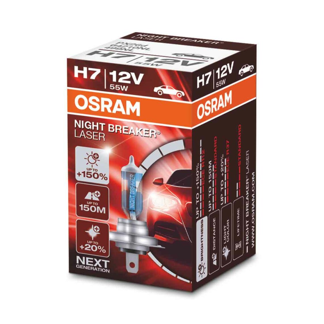 Osram H7 Halogen Lamp 12V 55W PX26d Night Breaker Laser Osram H7 Halogen Lamp 12V 55W PX26d Night Breaker Laser