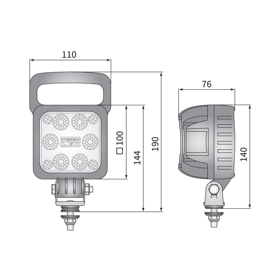 Wesem LED Work Light 3000 LM + 50cm Cable