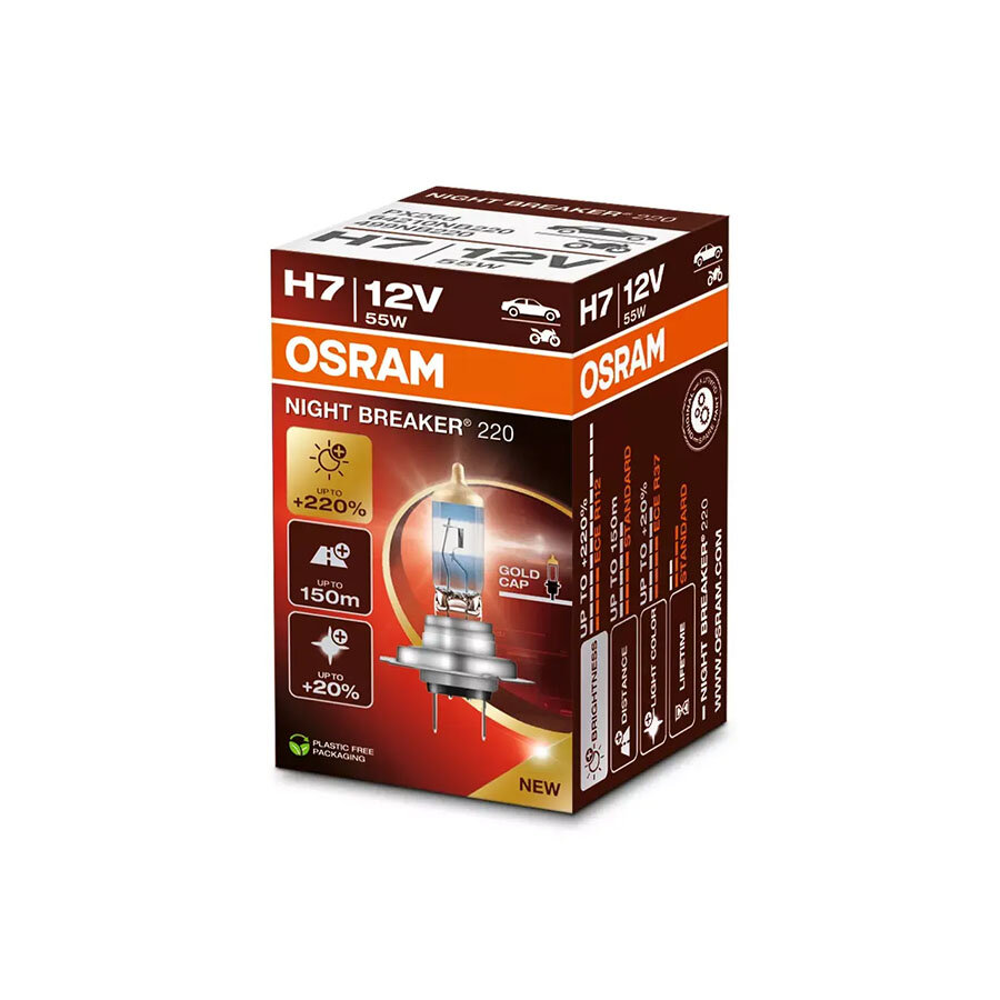 Osram H4 Halogen Lamp 12V 55W P43t Night Breaker 220 Osram H4 Halogen Lamp 12V 55W P43t Night Breaker 220