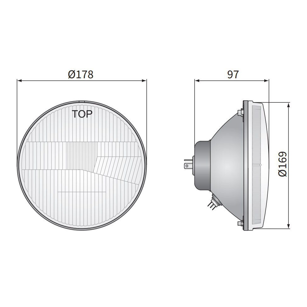 Headlight Built-in Round &Oslash;178mm / 7 Inch H4