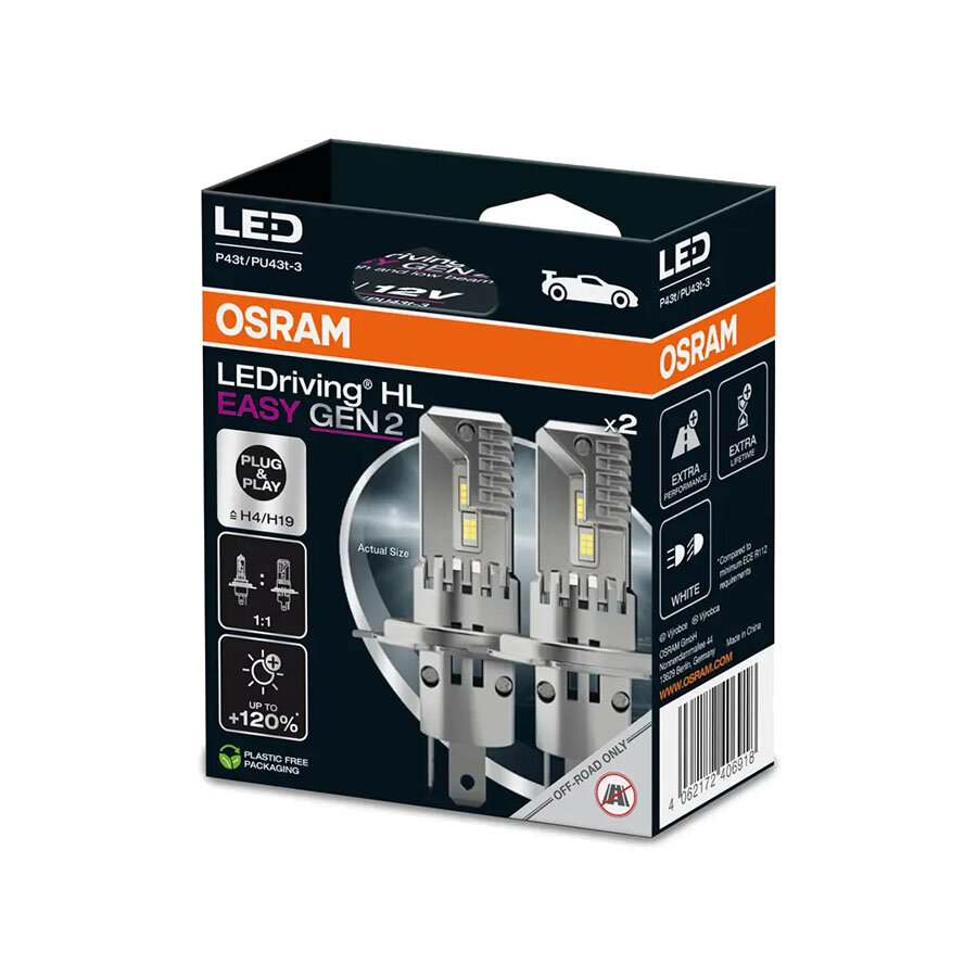 Osram H4/H19 HL Easy GEN2 LED Headlight Set 19W P43t/PU43t-3-1 12V Osram H4/H19 HL Easy GEN2 LED Headlight Set 19W P43t/PU43t-3-1 12V