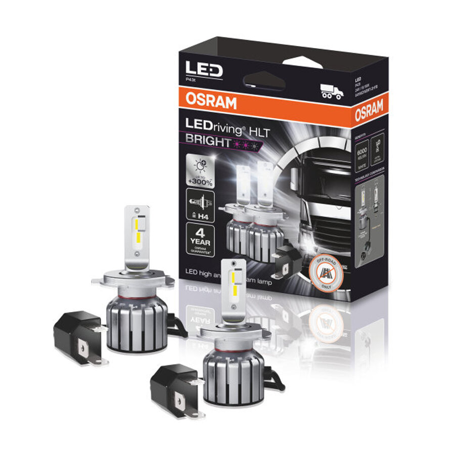 Osram H4 HLT Bright LED Headlamp P43t Pair 24 Volt 2 Pieces Osram H4 HLT Bright LED Headlamp P43t Pair 24 Volt 2 Pieces