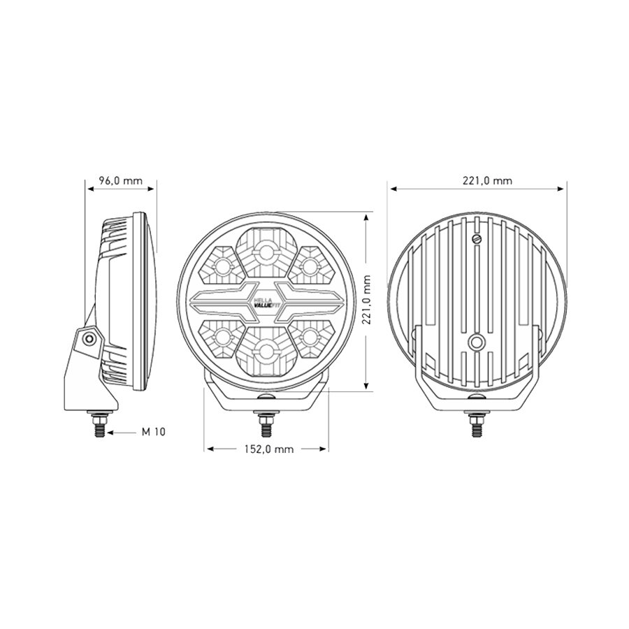 Hella LED Spotlight Blade 9&quot; Chrome White/Orange Position Light Ref 25