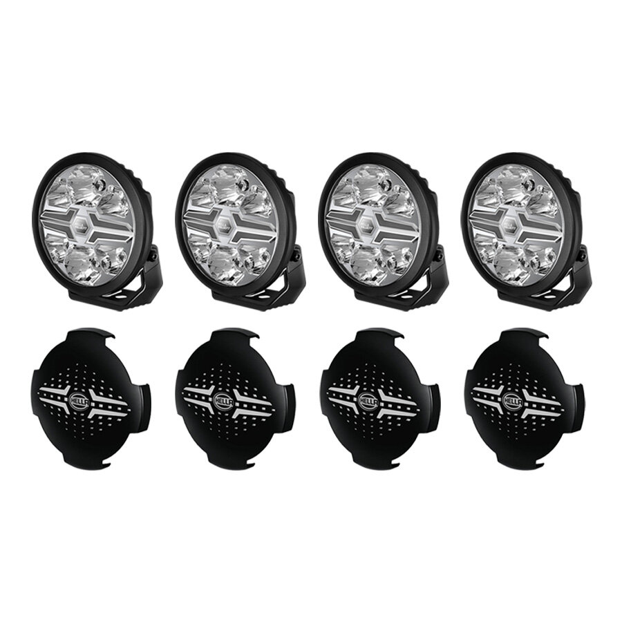 SET 4x Hella LED Spotlight Blade 7&quot; Black + Protective caps