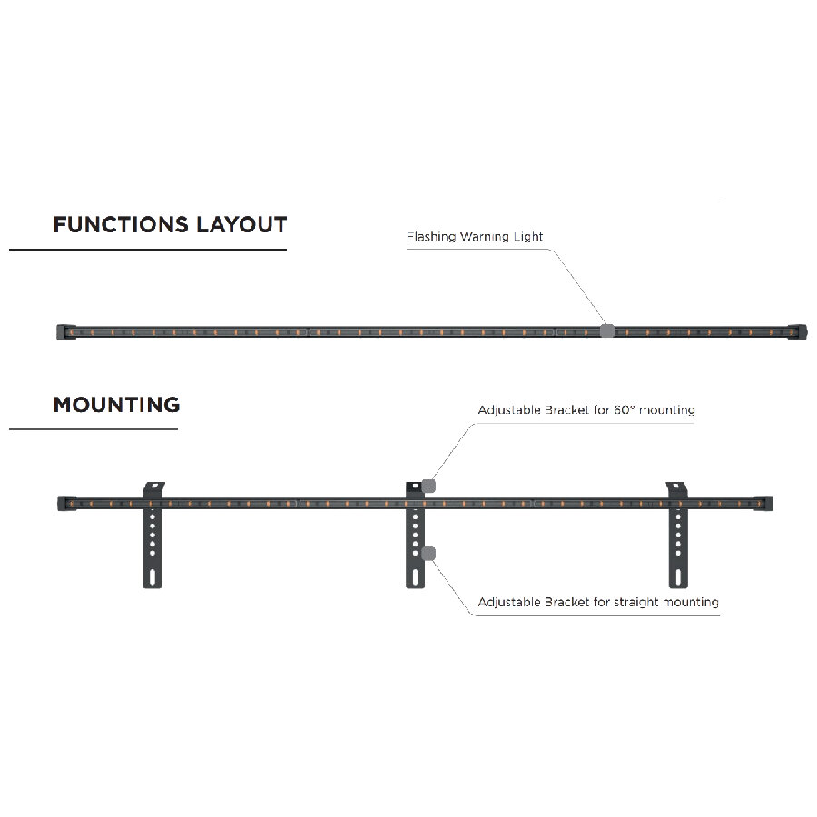 Dasteri LED Slim Strobe Bar Orange 154CM 12/24V