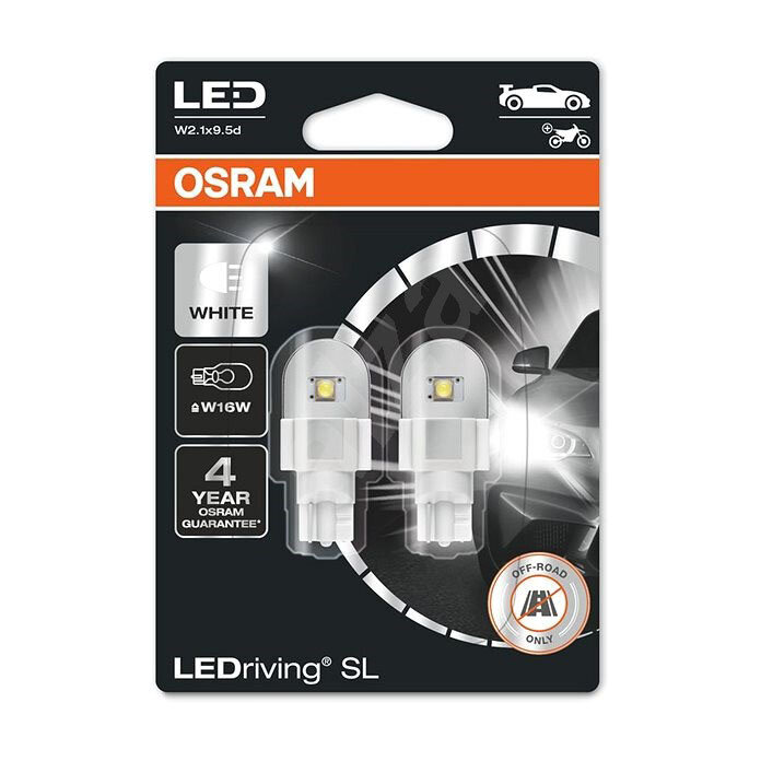 Osram W16W LED Retrofit White 12V W2.1x9.5d 2 Pieces Osram W16W LED Retrofit White 12V W2.1x9.5d 2 Pieces