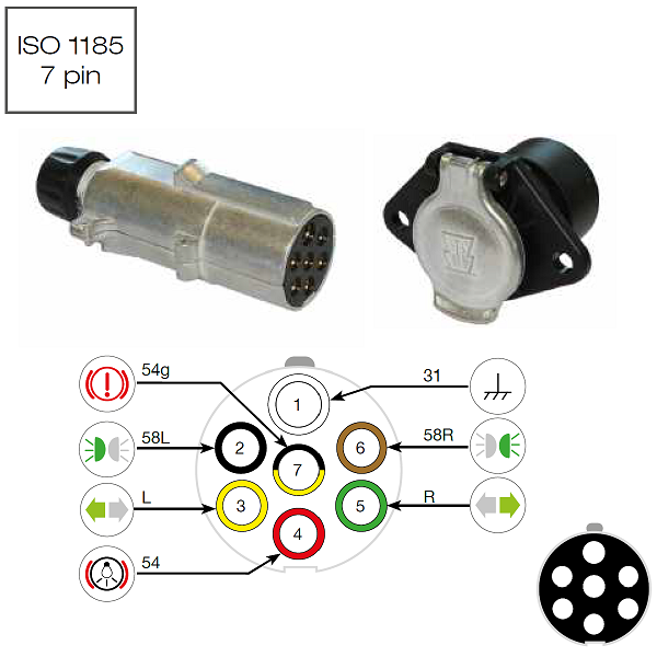 24V 7-Pin Socket Aluminium Type S