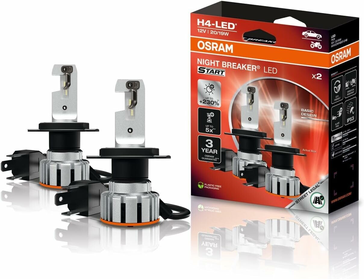 Osram Night Breaker LED Start H4 Street Legal Set | +230% Osram Night Breaker LED Start H4 Street Legal Set | +230%