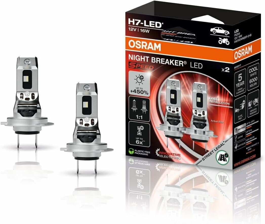Osram Night Breaker LED Speed H7 450 Street Legal Set | +450% Osram Night Breaker LED Speed H7 450 Street Legal Set | +450%