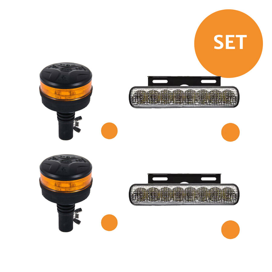 Dasteri 2x LED Flasher + 2x LED Rotating Beacon Action Set