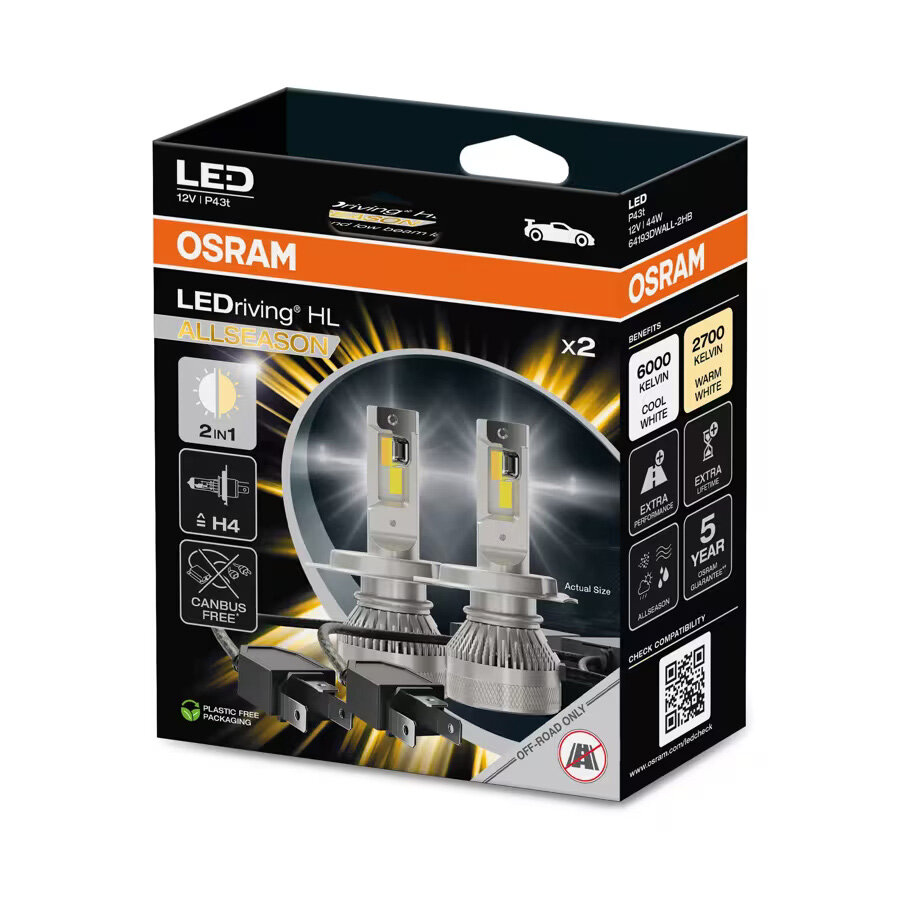 OSRAM LEDriving HL ALLSEASON H4 LED Headlight Bulbs