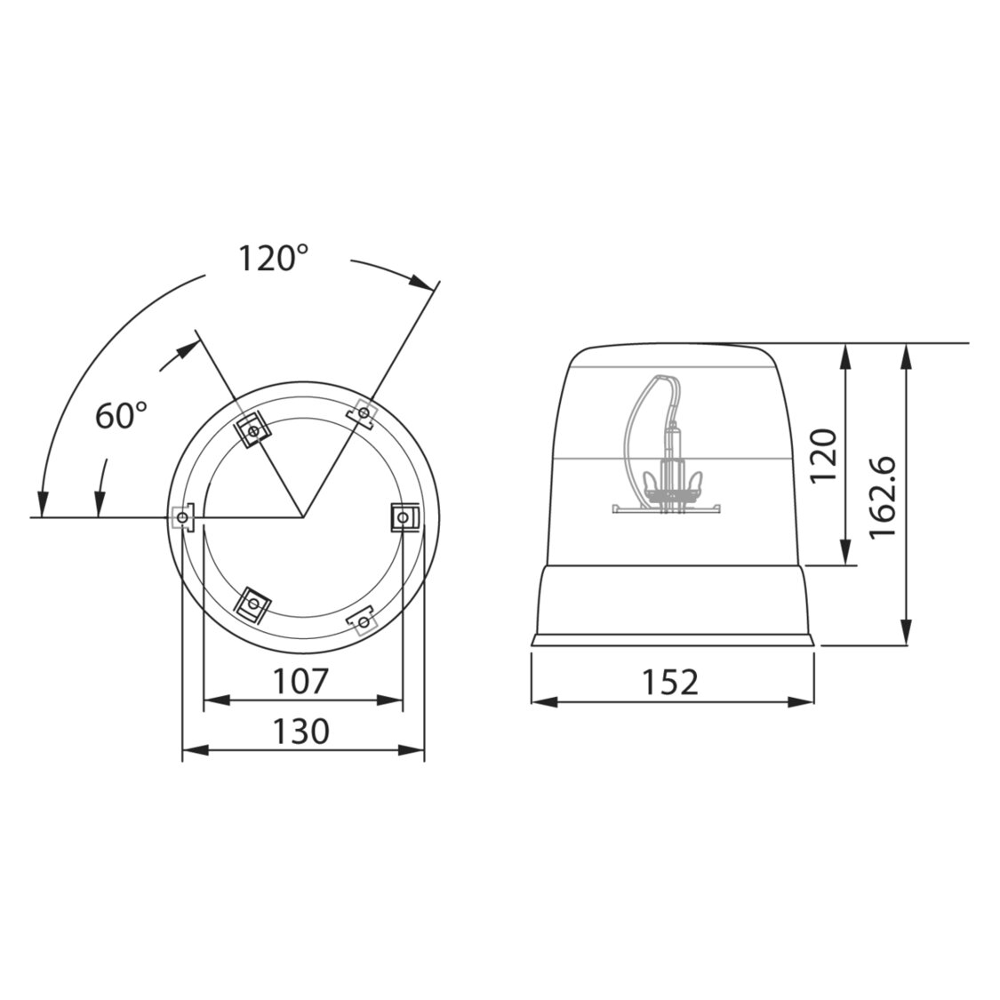 Rotating Beacon Flat Base Surface Mounting