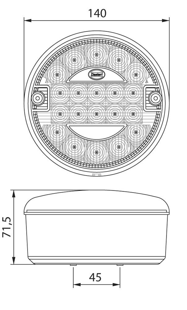 Led Rear Direction Indicator Lamp Round &Oslash;140mm