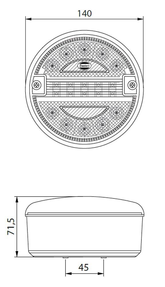 2-Function Rear LED Lamp Round &Oslash;140mm