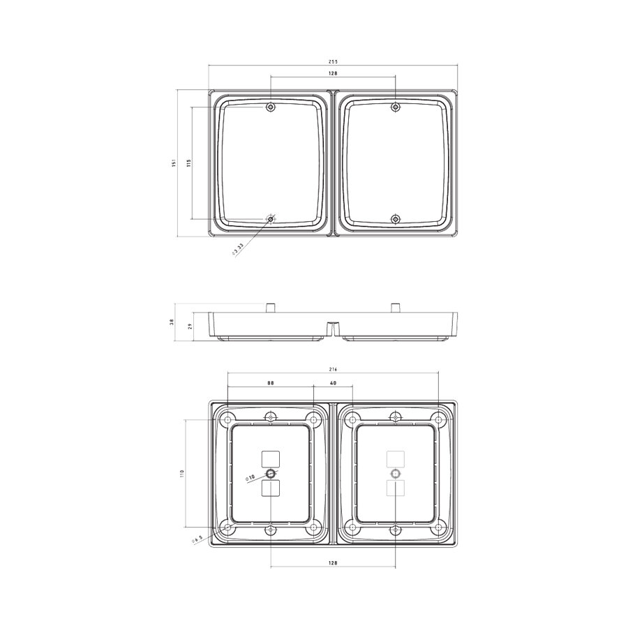 Fristom Double Mounting Frame | For FT-323 LED &amp; FT-324 LED