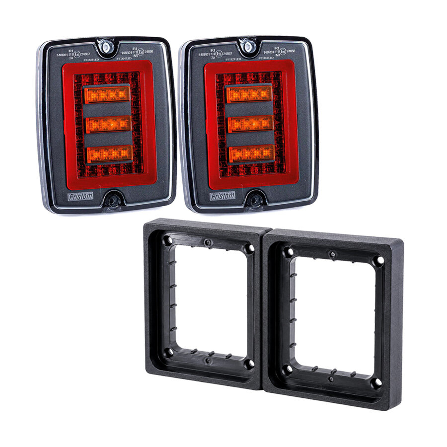 Fristom LED Block Rear Light Set Dark Look | 3 Functions 12-30V