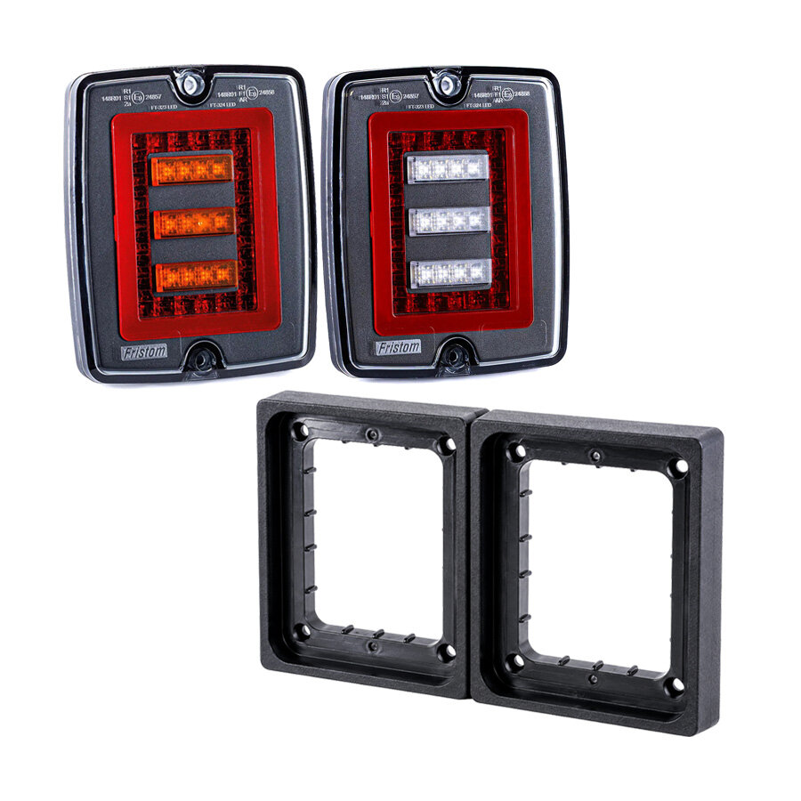 Fristom LED Block Rear Light Set Dark Look | 5 Functions 12/24V
