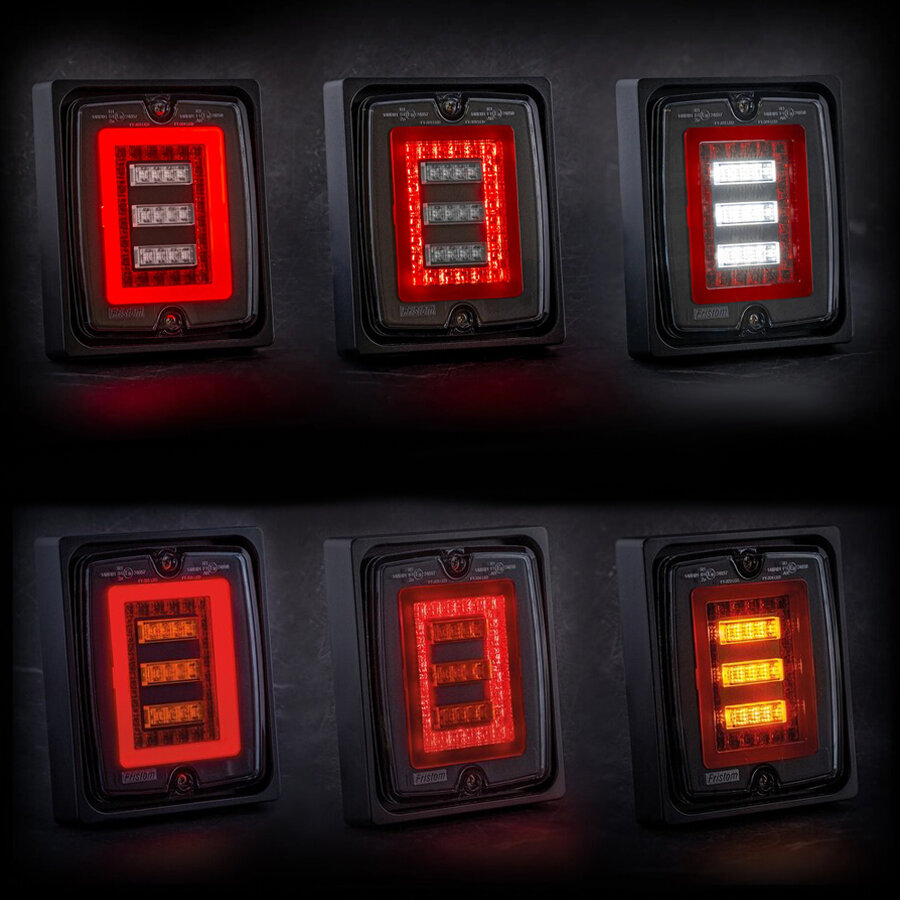 Fristom LED Block Rear Light Set Dark Look | 5 Functions 12/24V