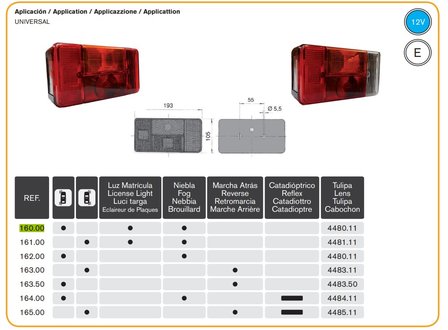 Achterlicht Links 193x105 (Mistlamp + Kentekenverlichting)