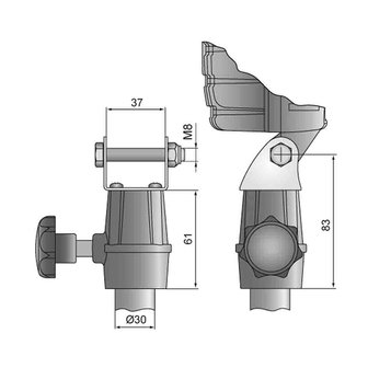 Bracket compatible with DIN14640 (for pipe &Oslash;30)