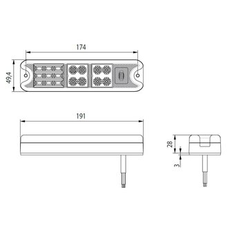 Rear Led Lamp Rectangular 10-30V