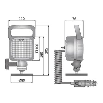 LED Worklight Floodlight 2500LM + Cable + Switch + Cigarette plug