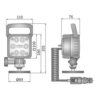 LED Worklight Floodlight 2500LM + Cable + Switch + Cigarette plug